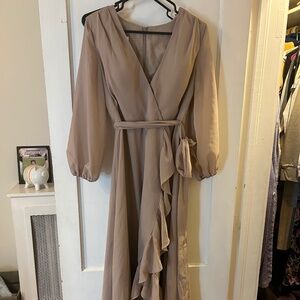 JJHouse Taupe Ruffle Dress